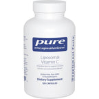 Pure Encapsulations Liposomal Vitamin C front bottle view showcasing 120 vegan capsules and branding.