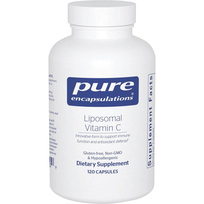 Pure Encapsulations Liposomal Vitamin C 120 Vegan Capsules front view bottle for premium immune support