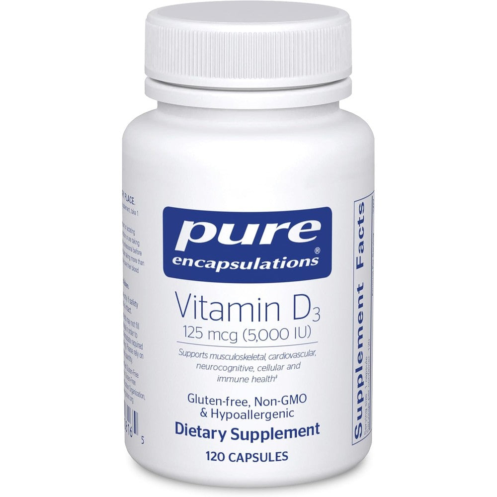 Pure Encapsulations Vitamin D3 125 mcg bottle front view supplement