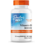Doctor's Best Vitamin D3 5000 IU 360 Softgels front view bottle
