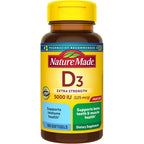 Nature Made extra strength Vitamin D3 5000 IU front view bottle supplement