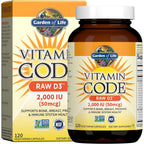 Garden Of Life Vitamin Code Raw D3 2000 IU front view supplement bottle