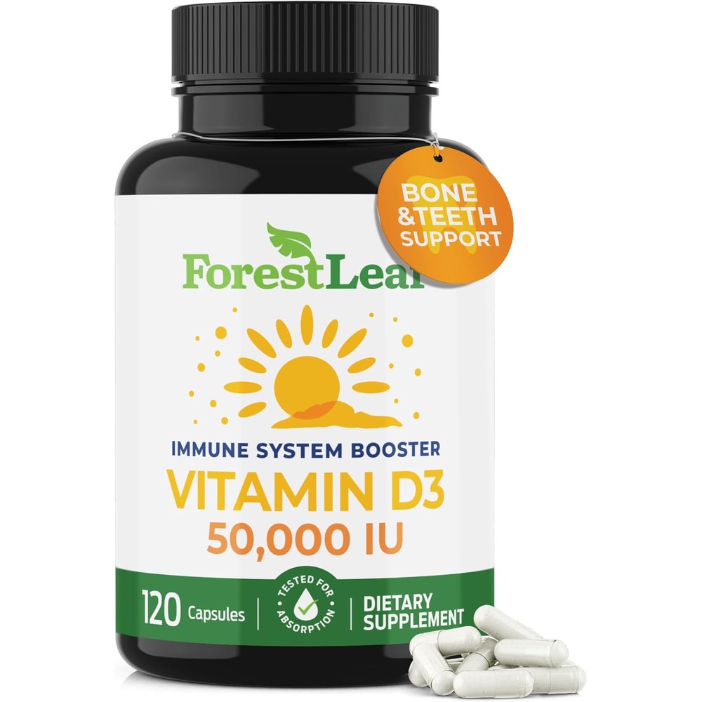 ForestLeaf Vitamin D3 50000 IU front bottle view