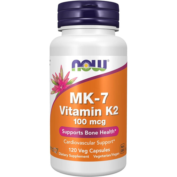 NOW Foods MK-7 Vitamin K-2 100 Micrograms front view bottle