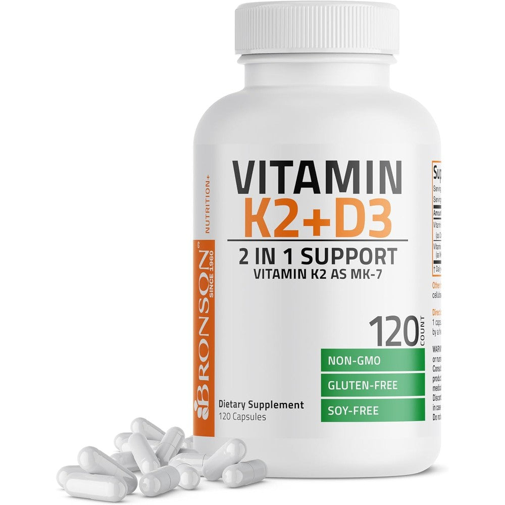 Bronson Vitamin K2 MK7 with D3 front bottle view