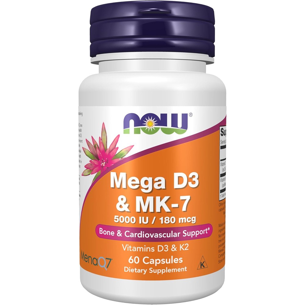 Now Foods Mega D3 And MK7 front view supplement bottle
