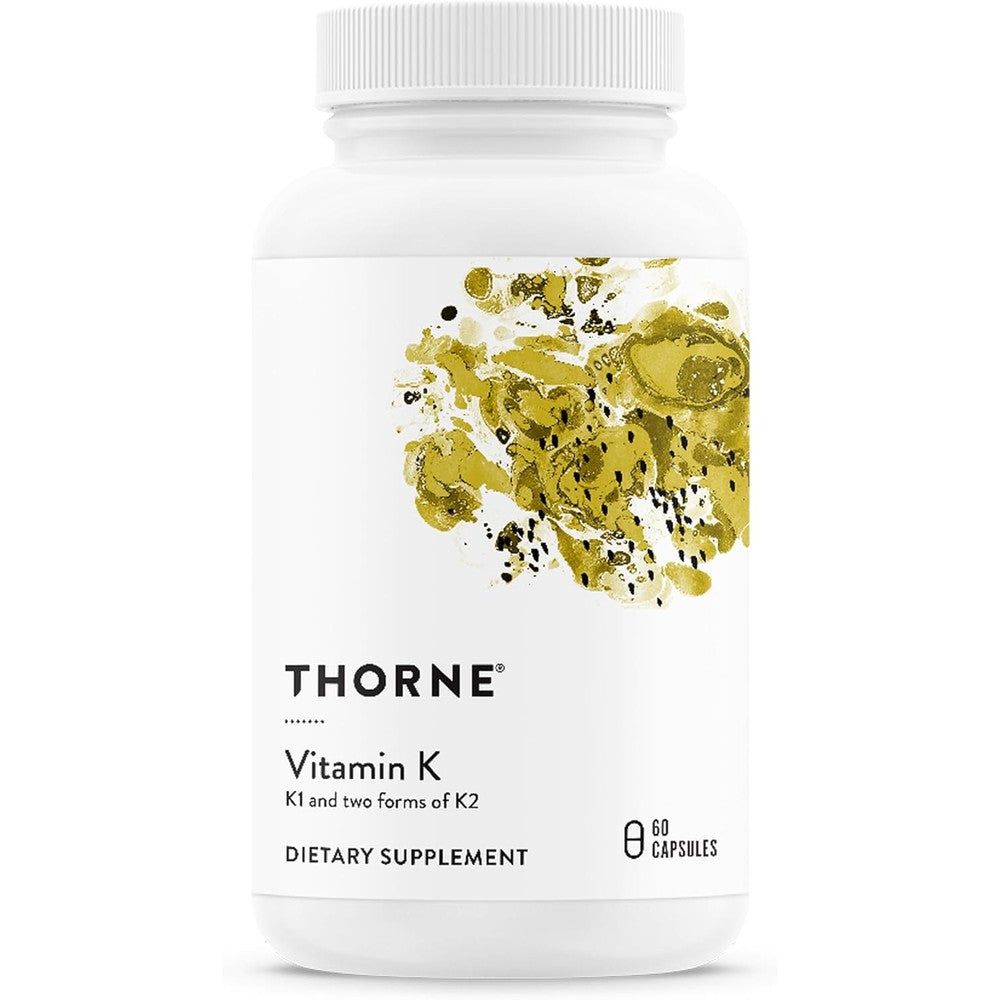 Thorne Vitamin K supplement bottle front view with 60 capsules