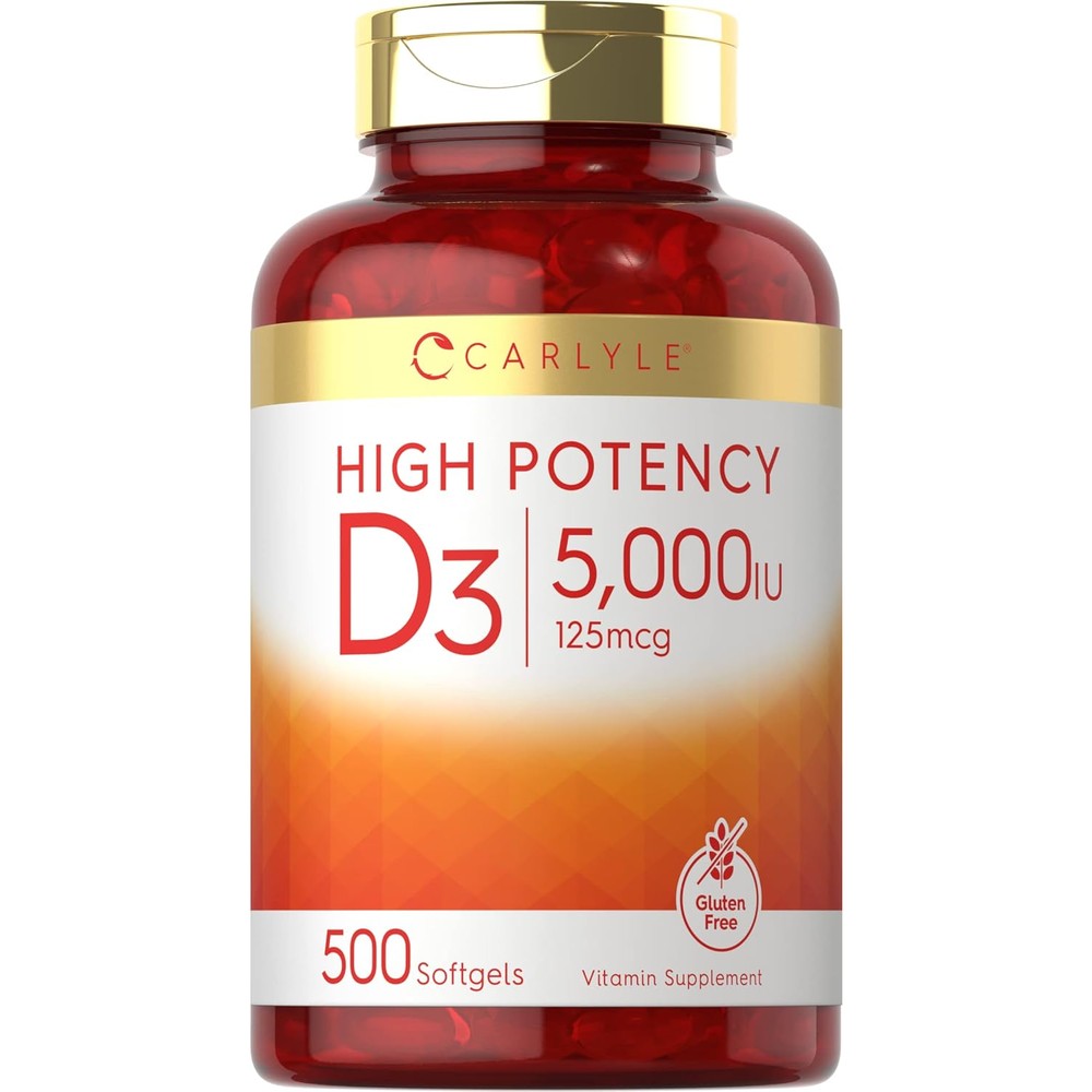 Carlyle Vitamin D3 5000 IU 500 Softgels front bottle view