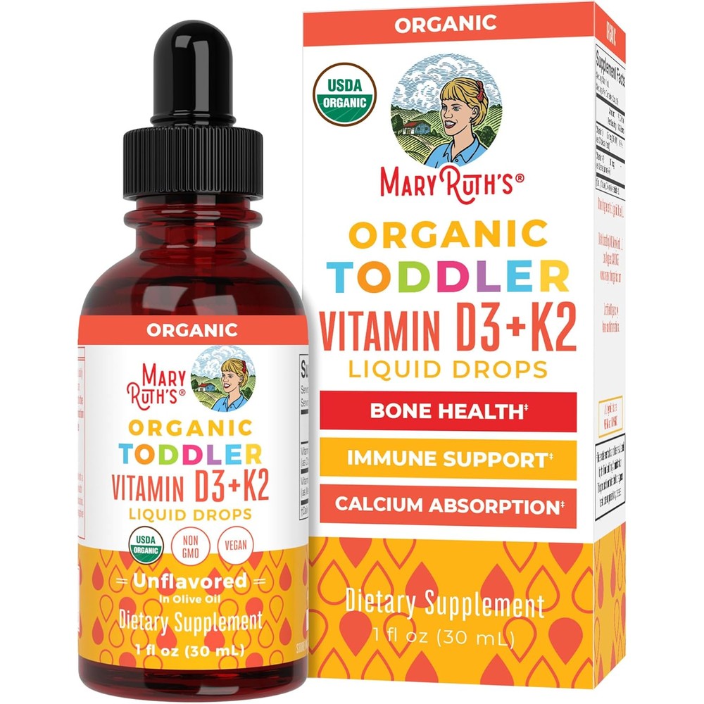 MaryRuth Organics Toddler Vitamin D3 K2 Liquid Drops front view bottle