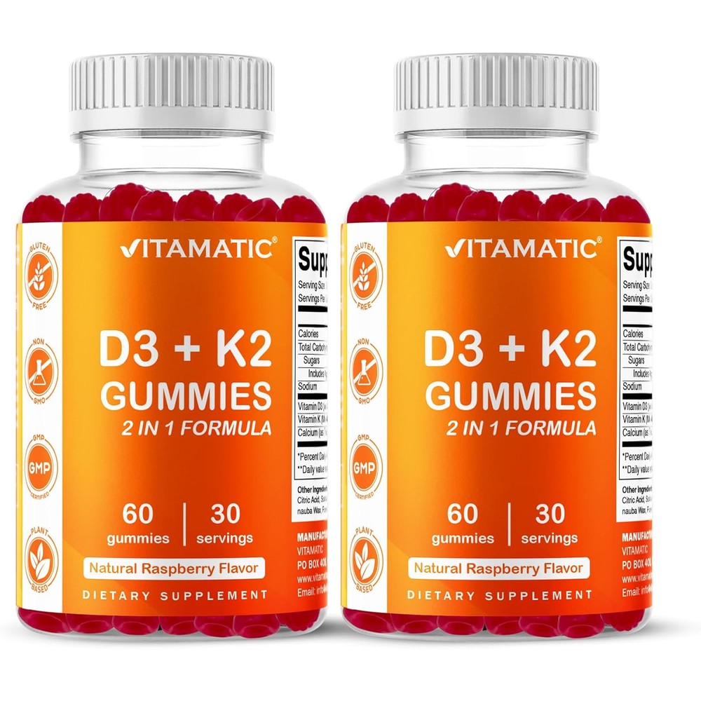 Vitamatic Vitamin D3 And Vitamin K2 Gummies front view packaging
