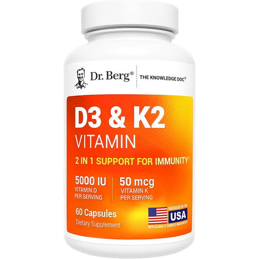 Dr. Berg Vitamin D3 and K2 maximum strength supplement 60 capsules front view