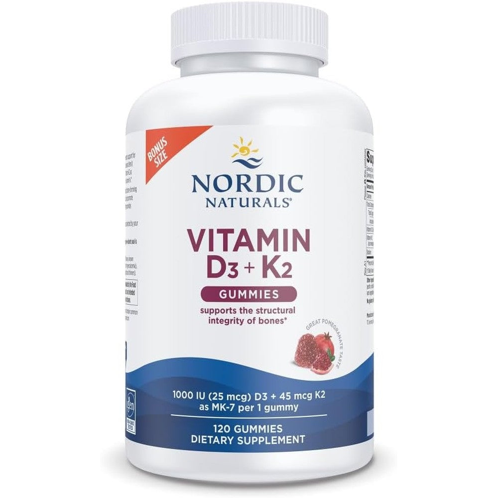 Nordic Naturals Vitamin D3 Plus K2 Gummies front view packaging bottle