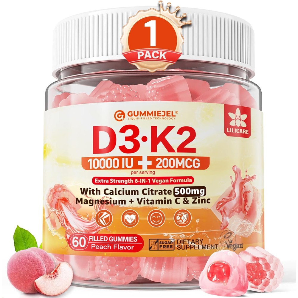 Lilicare Sugar Free Vitamin D3 K2 Gummies bottle front view