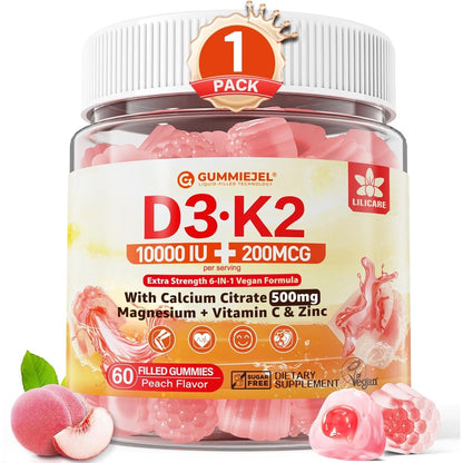 Lilicare Sugar Free Vitamin D3 K2 Gummies bottle front view