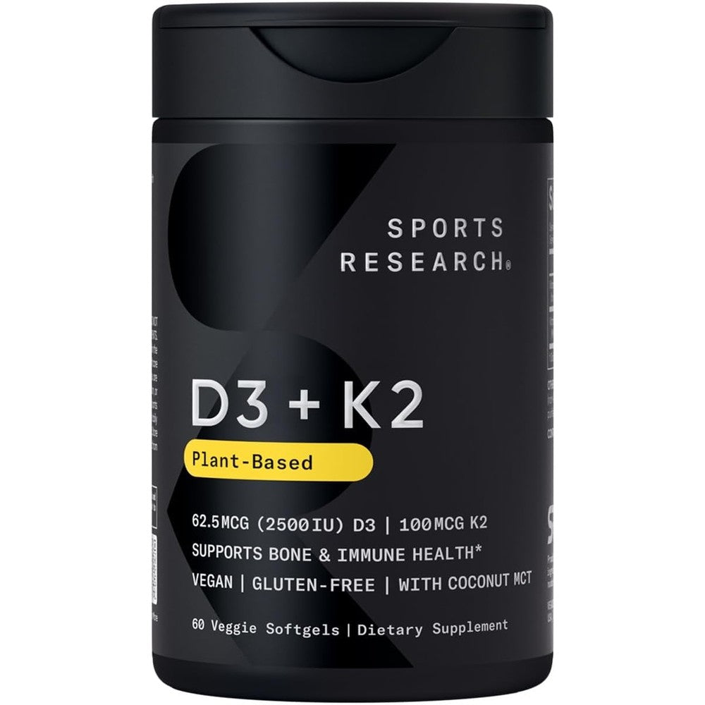 Sports Research Vitamin D3 And K2 bottle front view supplement container