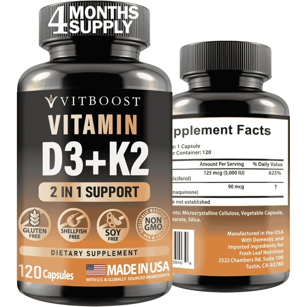 Vitboost Vitamin D3 K2 Complex front bottle view