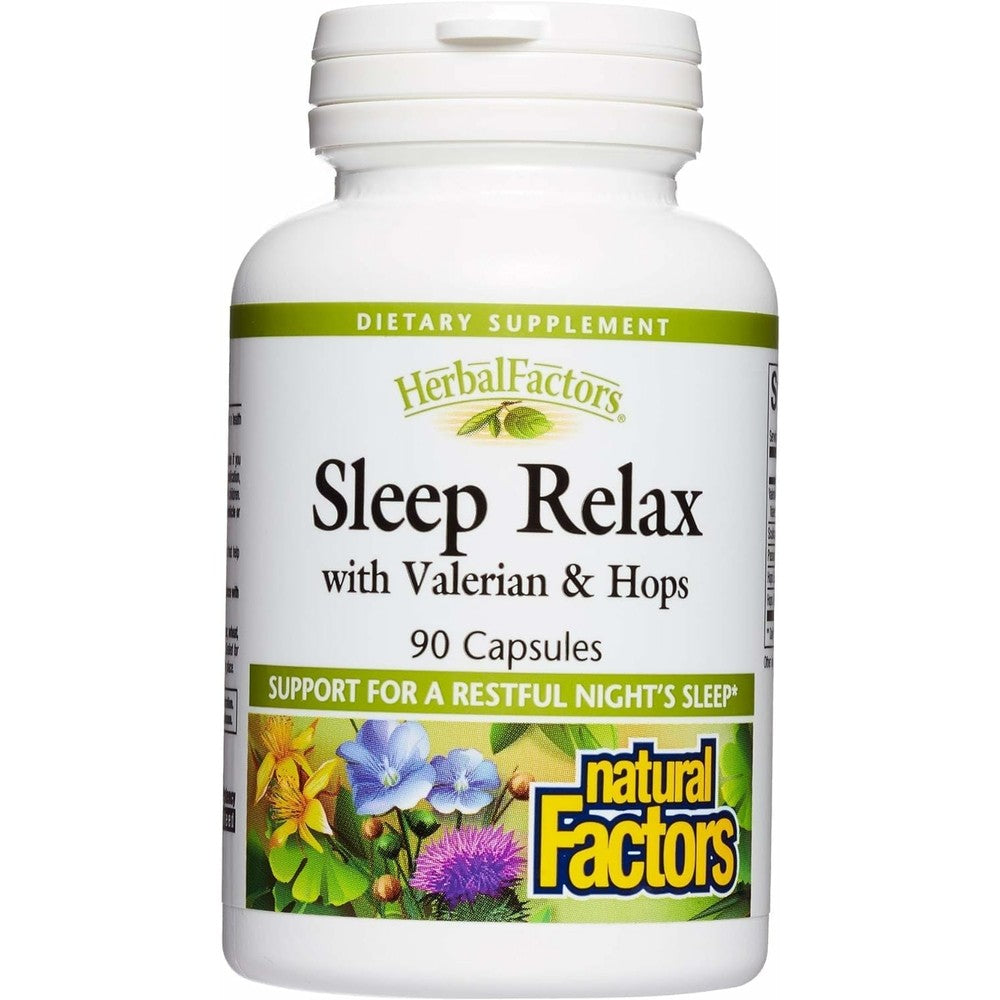 Natural Factors Sleep Relax Formula 90 Capsules front view bottle