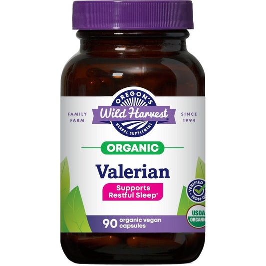 Oregons Wild Harvest Organic Valerian 900mg front view bottle