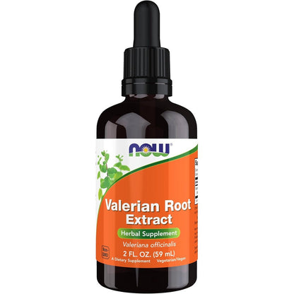 NOW Foods Valerian Root Extract Liquid Two Ounce front view bottle for natural relaxation support
