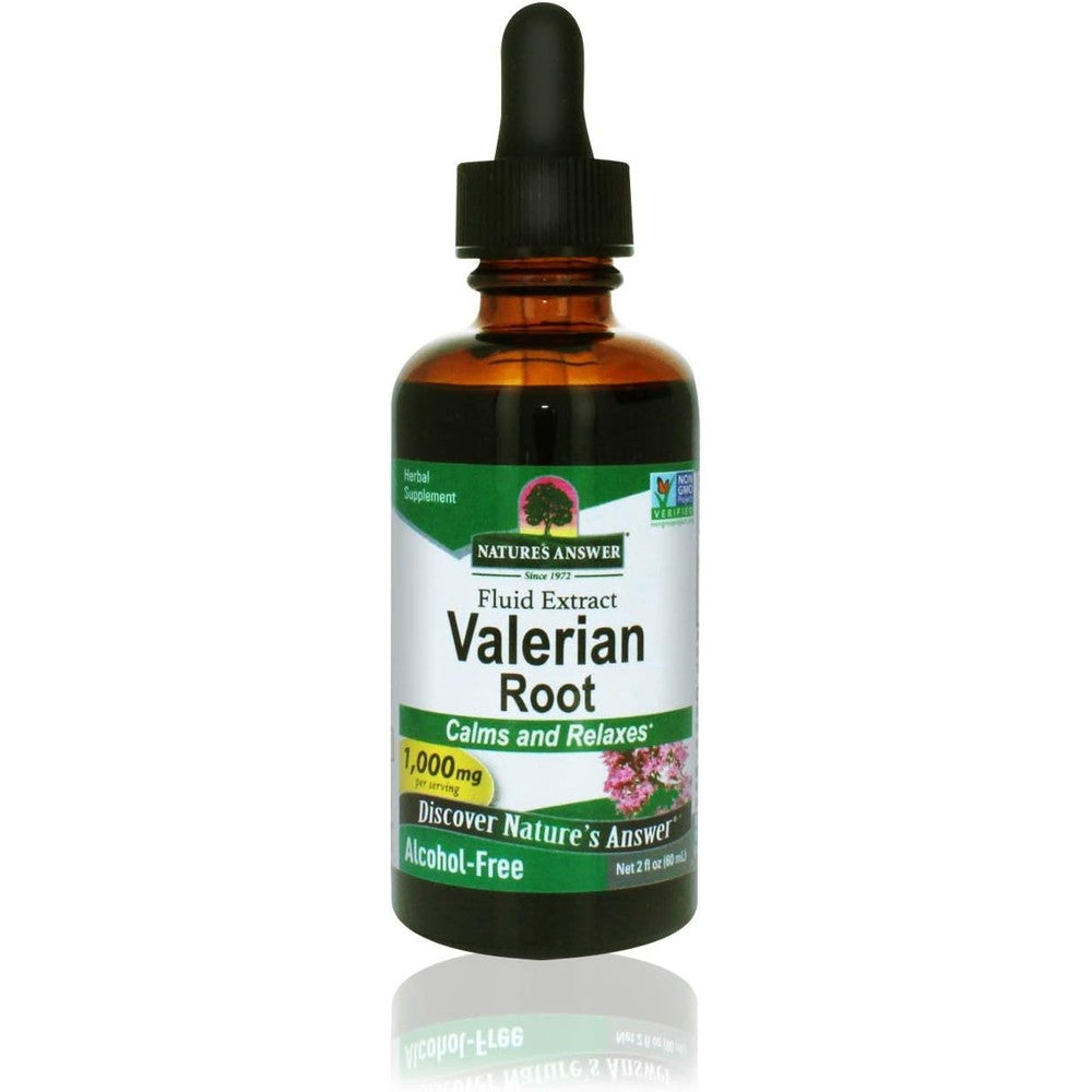 Nature's Answer Valerian Root liquid extract front view showing two fluid ounce bottle.