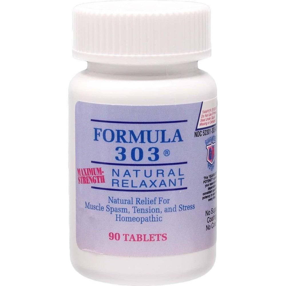 Dee Cee Laboratories Formula 303 Maximum Strength Muscle Relaxant 90 Tablets Front View