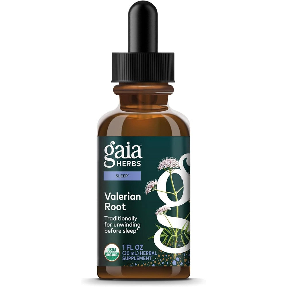 Gaia Herbs Valerian Root liquid extract front view for sleep support