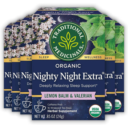 Traditional Medicinals Organic Nighty Night Extra Sleep Tea package front view