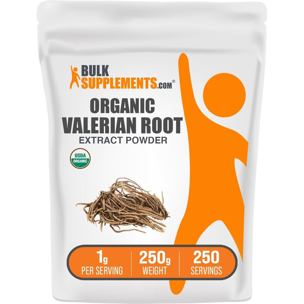 BulkSupplements Organic Valerian Root Extract Powder 250 Grams front view package for natural sleep support