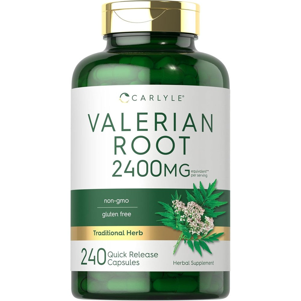 Carlyle Valerian Root 2400mg 240 capsules front bottle view for natural sleep support