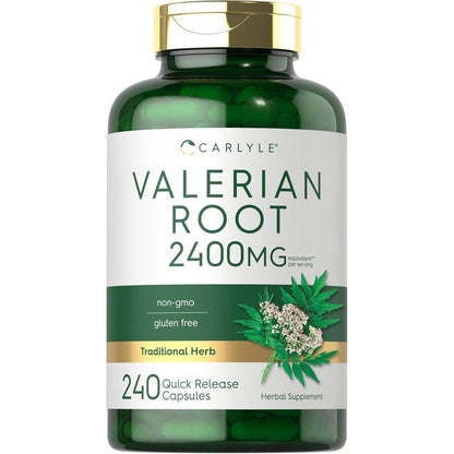 Carlyle Valerian Root 2400mg 240 capsules front bottle view for natural sleep support