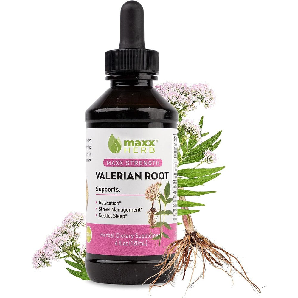 Maxx Herb Valerian Root Extract front view bottle for natural sleep support