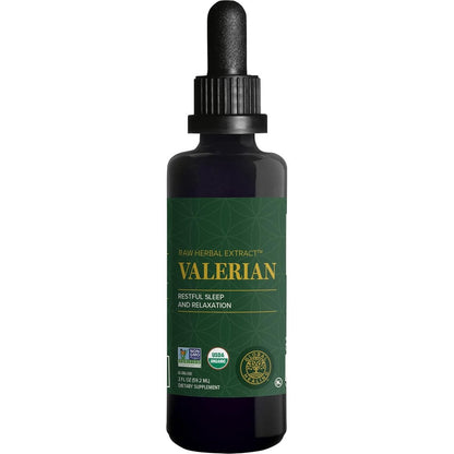Global Healing Center Organic Valerian Root Extract liquid supplement front view bottle for natural sleep support