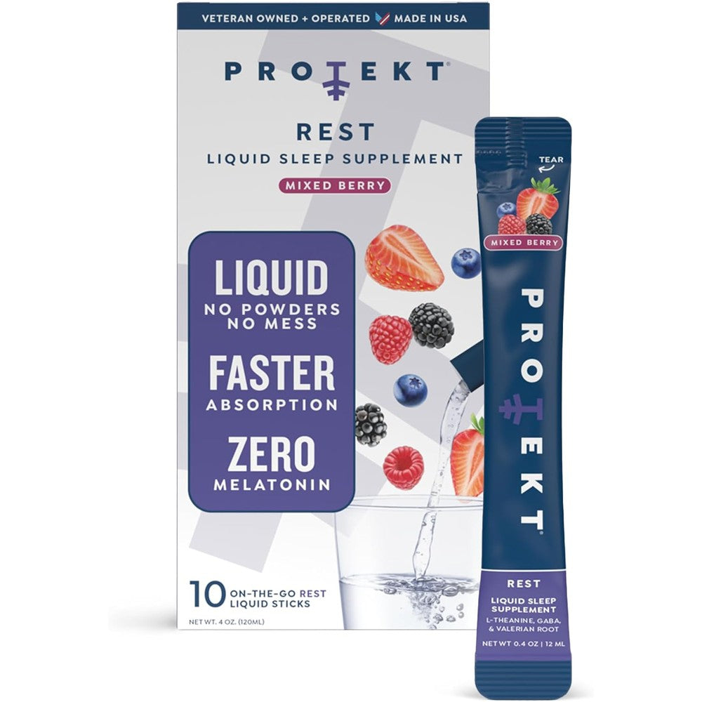 Protekt Rest GABA and L Theanine sleep supplement front view of packaging