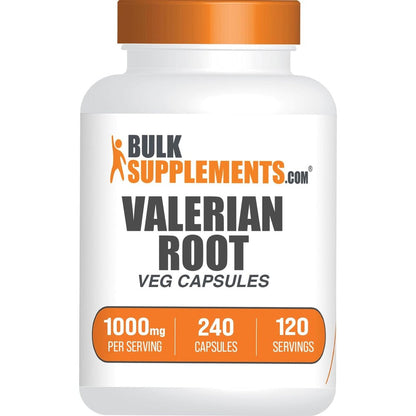 BulkSupplements Valerian Root 240 capsules front bottle view for authentic herbal sleep support