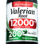 Fito Medics Lab Valerian Root 12000mg 200 capsules front view bottle showing premium herbal supplement packaging.