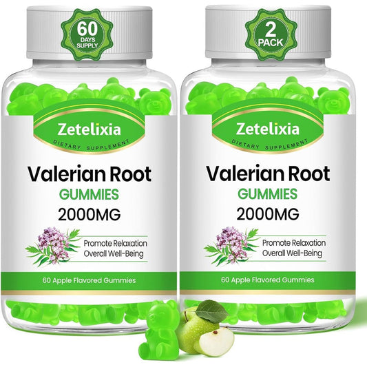 Zetelixia Organic Valerian Root Gummies pack of two front view for natural sleep support.