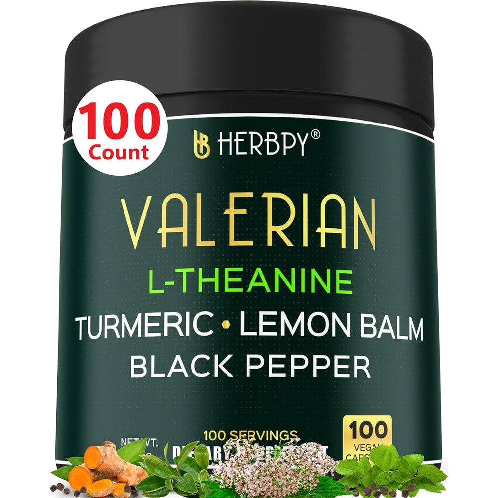 Herbpy 5in1 Valerian Root Supplements front view bottle for natural sleep support