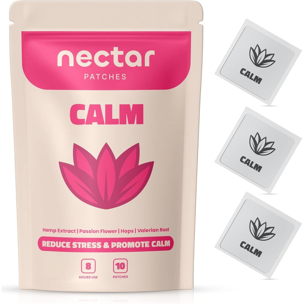 Nectar Patches Calm Vitamin B Patches front view of the 10 pack packaging for relaxation