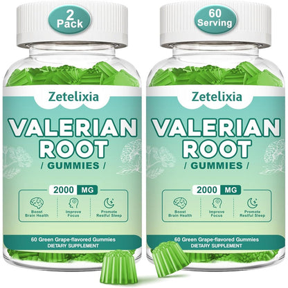 Zetelixia Organic Valerian Root Sleep Support Gummies 2 pack front view for natural relaxation.