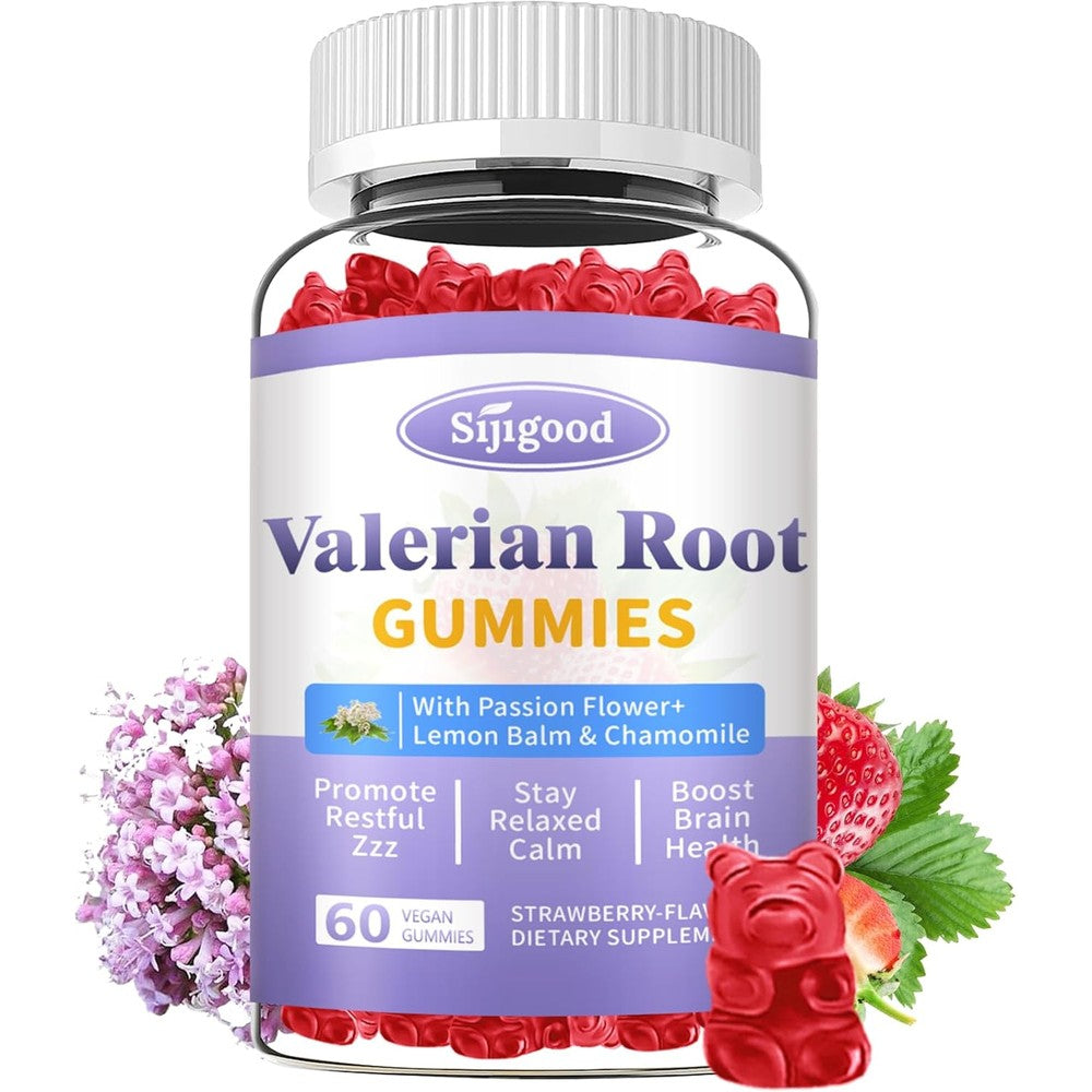 Sijigood Organic Valerian Root Gummies bottle front view for natural sleep support