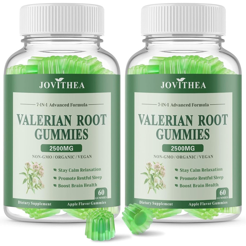 JOVITHEA Organic Valerian Root Gummies front view showing apple flavor label