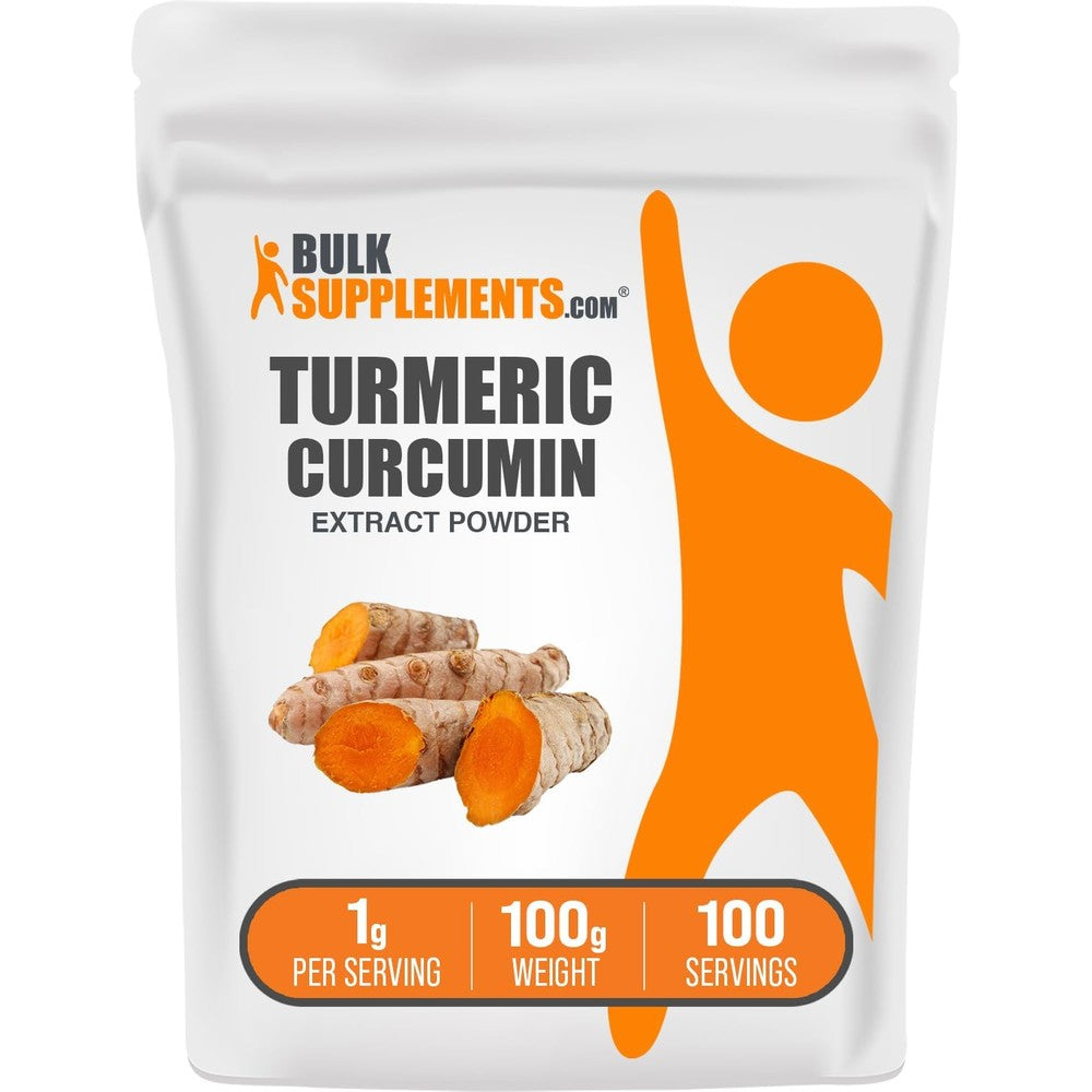 BulkSupplements Pure Curcumin 95 percent Turmeric Extract Powder front packaging view for joint health support