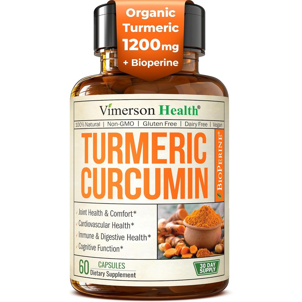 Vimerson Health Turmeric Curcumin 60 capsules front bottle view for joint health