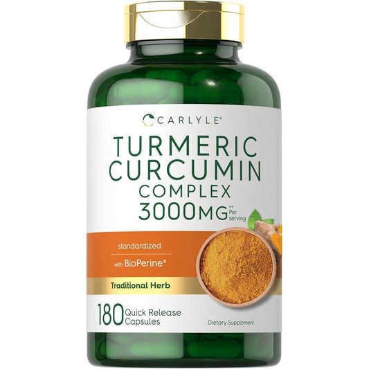 Carlyle Turmeric Curcumin Complex 3000mg 180 capsules front view bottle