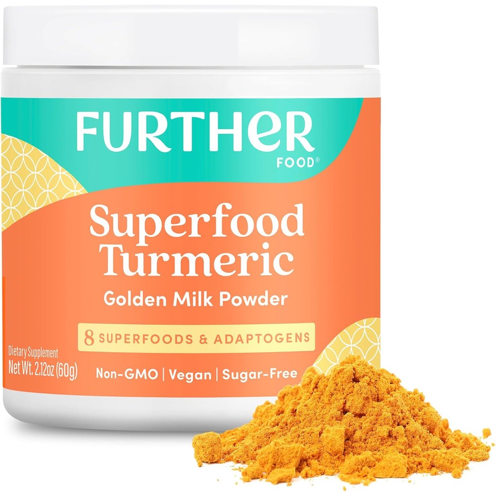 Further Food Superfood Turmeric Root Powder front view authentic golden milk mix