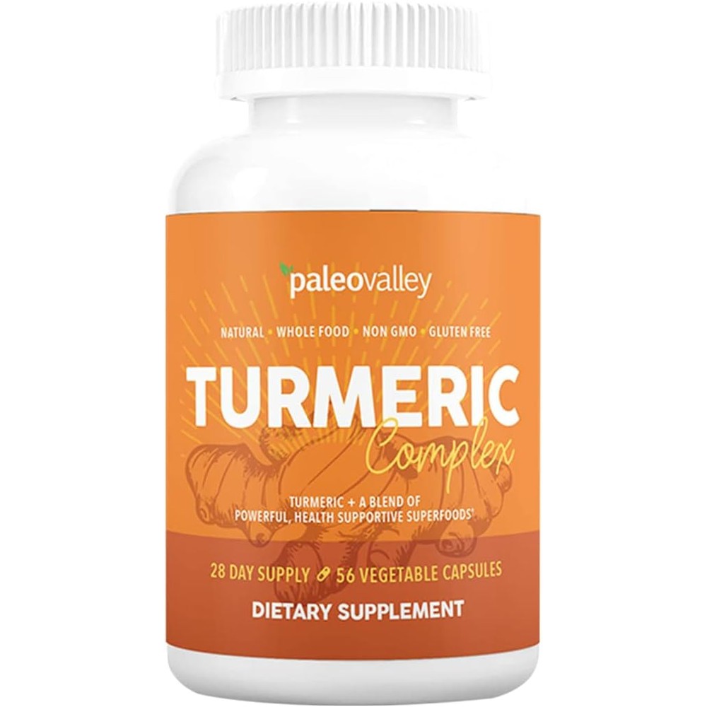Paleovalley Organic Turmeric Complex front view bottle for joint health