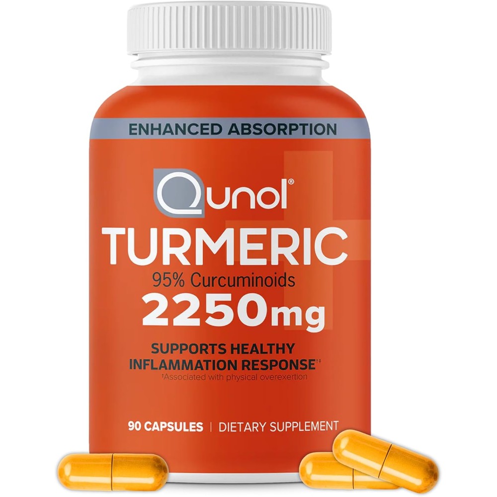 Qunol Turmeric Curcumin 2250mg 90 capsules front view bottle for joint support