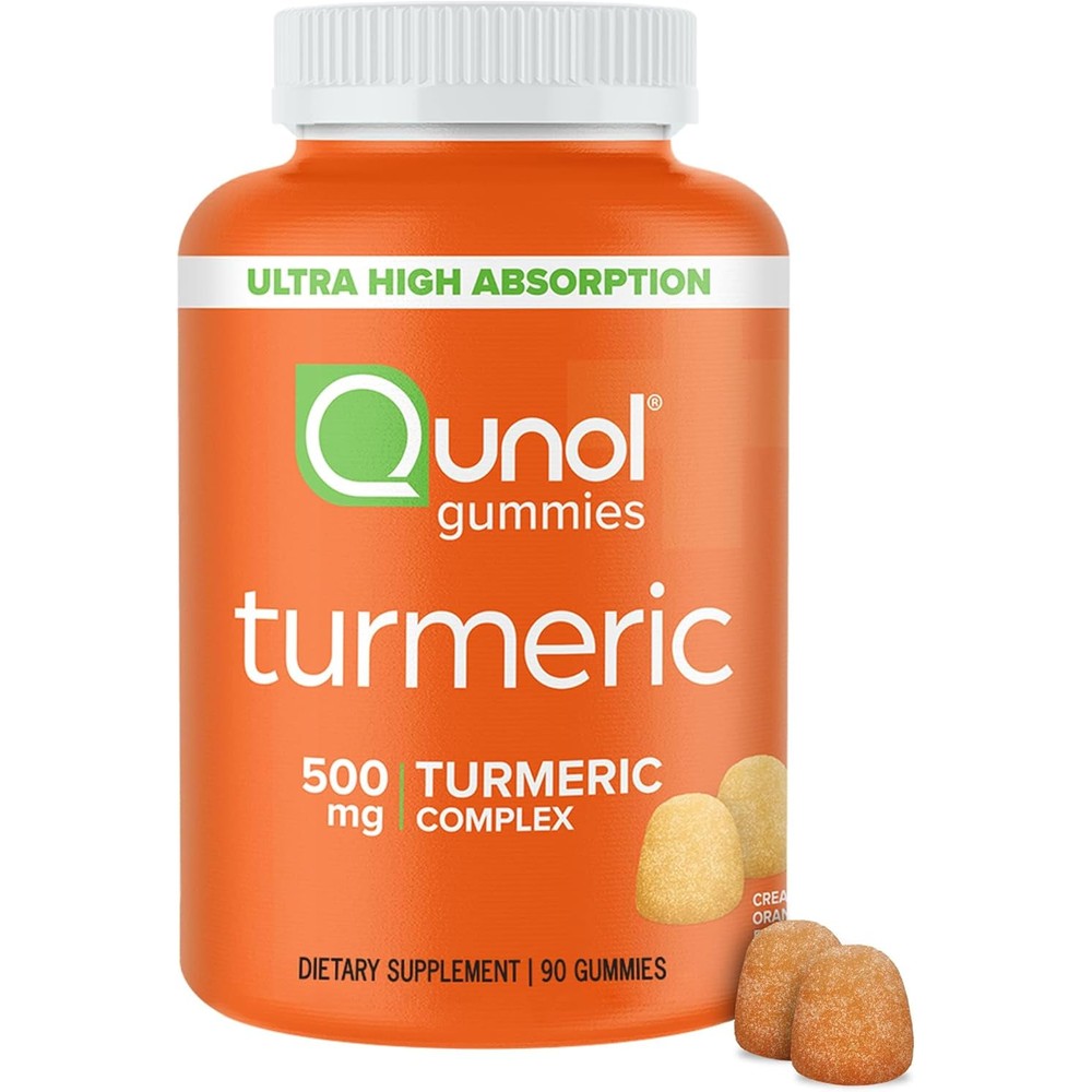 Qunol Turmeric Curcumin high absorption joint support gummies front bottle view