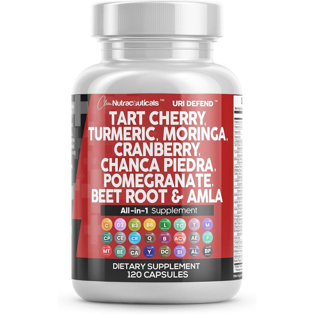 Clean Nutraceuticals Tart Cherry Extract 120 Capsules front view showcasing the premium joint support packaging.