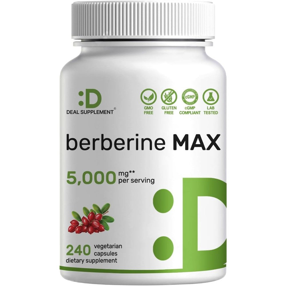 Deal Supplement Berberine Max with Turmeric 240 capsules front bottle view for metabolic health support.